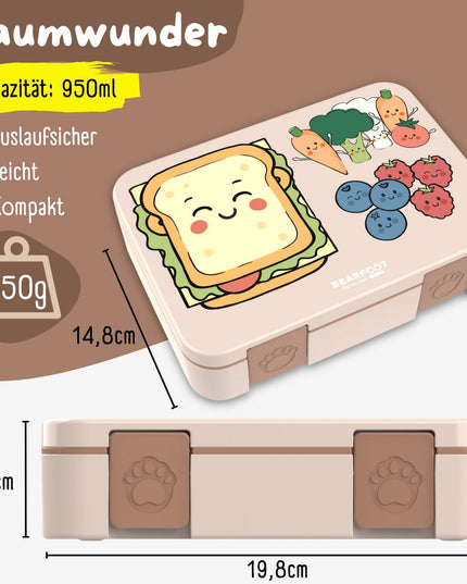 Sustainable Bento lunchbox COMPACT - with compartments, leak-proof, BPA-free - Sandwich Brown