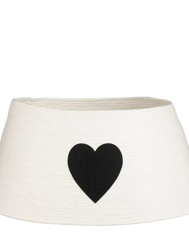 Kerstboomrok met Hart - L50 x B50 x H26 cm - Papier, Vilt - Wit, Zwart kerst 2025