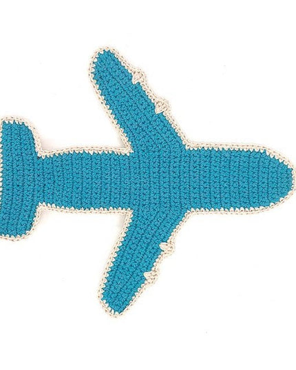 Luna-Leena airplane flat cuddle cloth with sound - blue - organic cotton handmade in Nepal