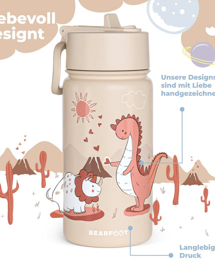 Thermo children's drinking bottle stainless steel - water bottle - thermo - Dinosaurs brown