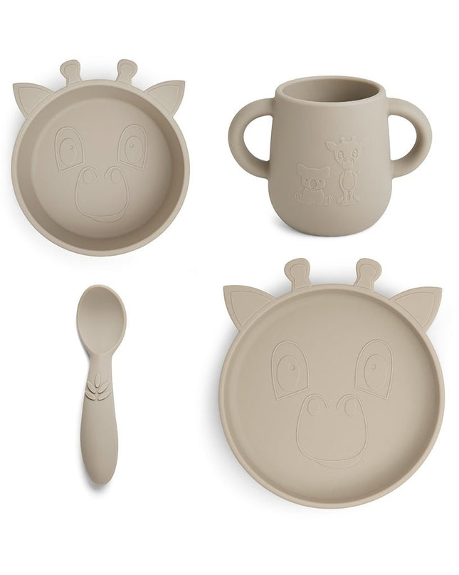 Lykke siliconen dinerset 4-pack Giraffe-Cobblestone