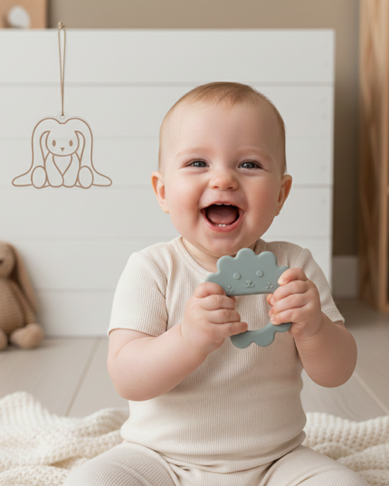 SNUFIE | Baby siliconen bijtring | Bloem | STEEN