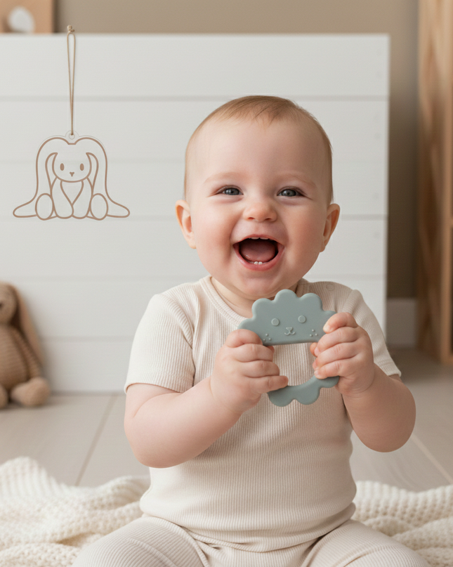SNUFIE | Baby siliconen bijtring | Bloem | STEEN