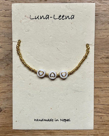 Luna-Leena kinderarmband hartje goud - handgemaakt in Nepal