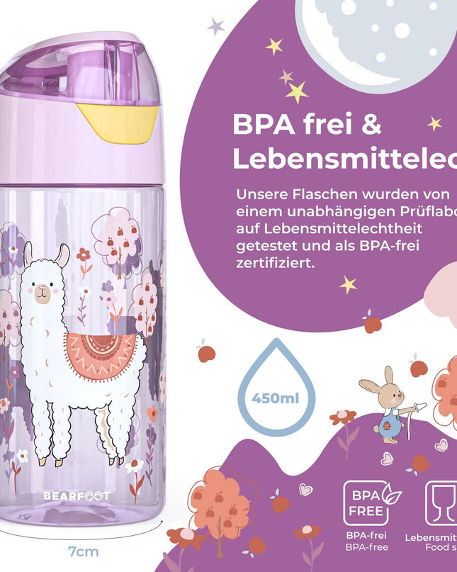 Children's water bottle, lightweight water bottle - llama