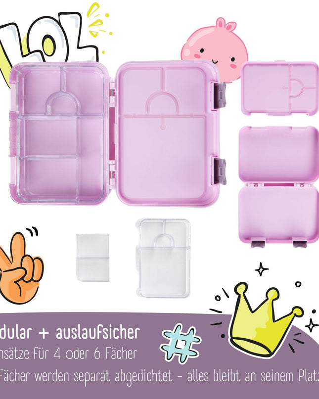 Kinder-Lunchbox mit Fächern, Lunchbox, Bento-Box – lila