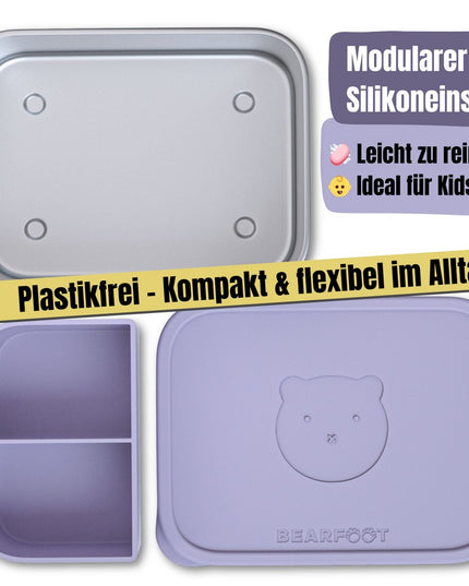 Kinder-Lunchbox aus Edelstahl mit Silikoneinsatz – Lavendel