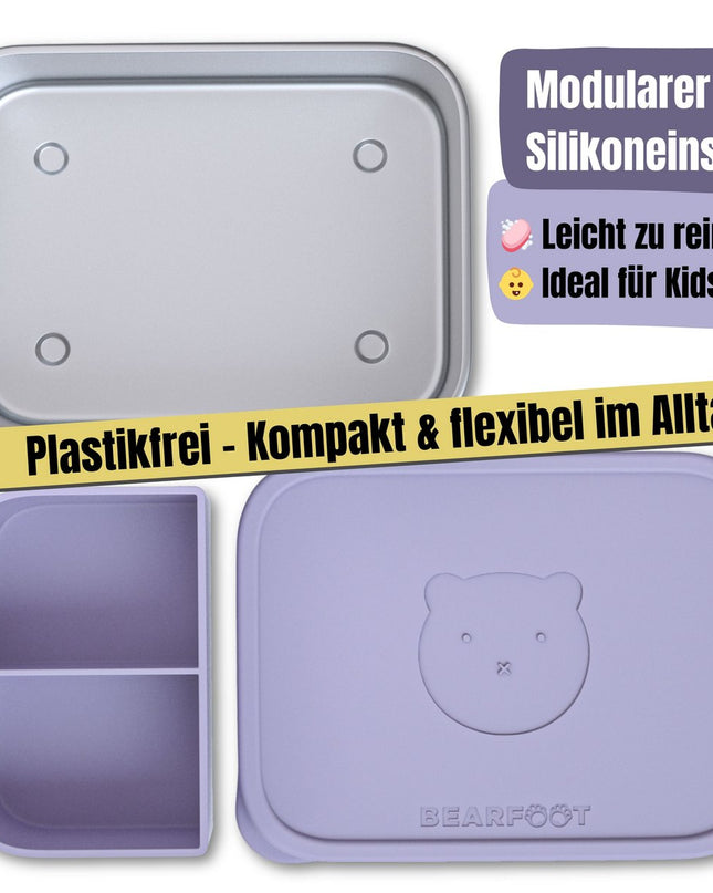 Kinder-Lunchbox aus Edelstahl mit Silikoneinsatz – Lavendel