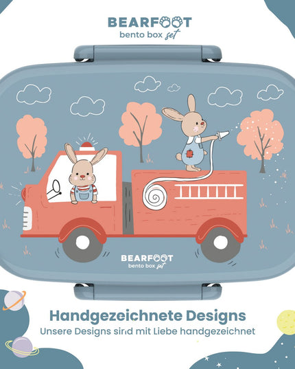 Children's lunch box with compartments, light and leak-proof - Fire Department