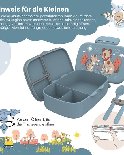 Lunchbox für Kinder mit Fächern, leicht und auslaufsicher – Dog &amp; Cat