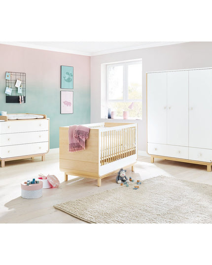 Startset 'Round' breed groot3 onderdelen: ledikantbed, breed commode, grote kledingkast