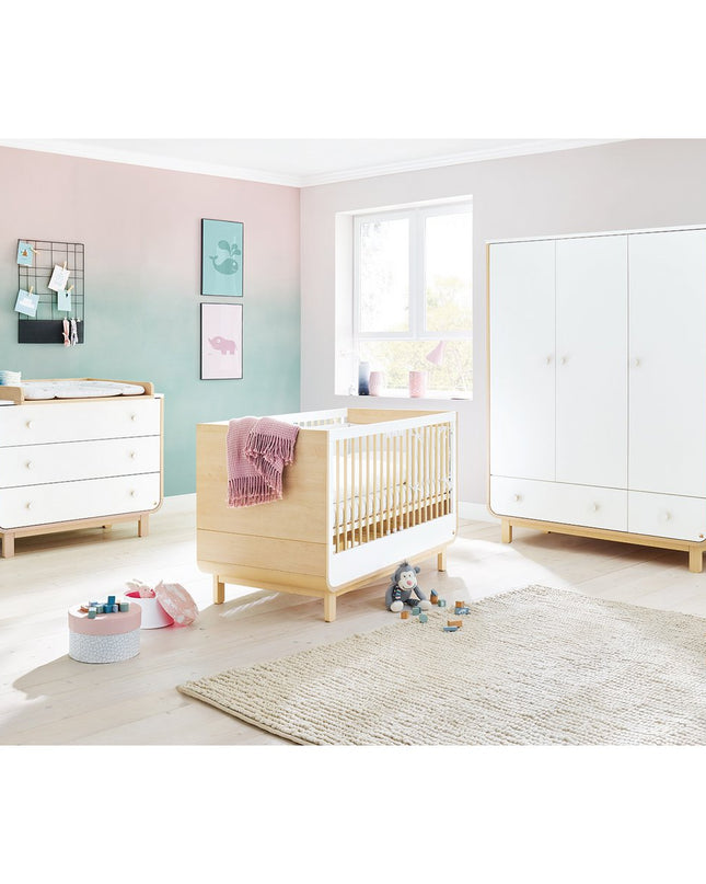 Startset 'Round' breed groot3 onderdelen: ledikantbed, breed commode, grote kledingkast