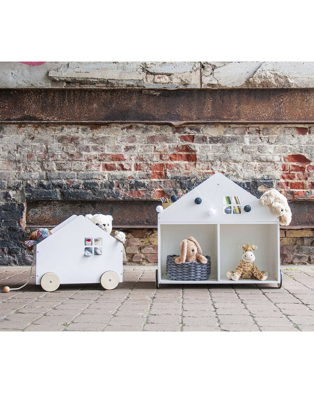 Kinderboekenplank op wieltjes 'Hus', wit
