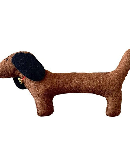 Luna -Leena grote platte teckel 'Luna' - Brown - 100% wol vilt - handgemaakt in Nepal