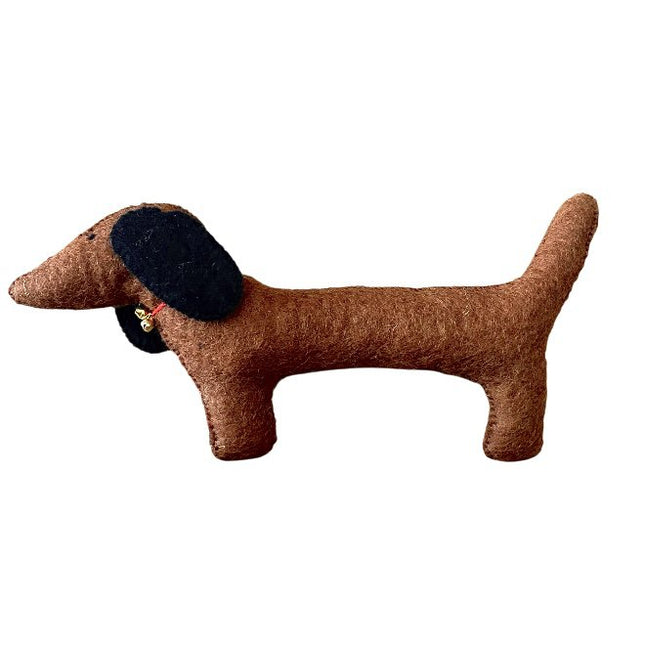 Luna -Leena grote platte teckel 'Luna' - Brown - 100% wol vilt - handgemaakt in Nepal