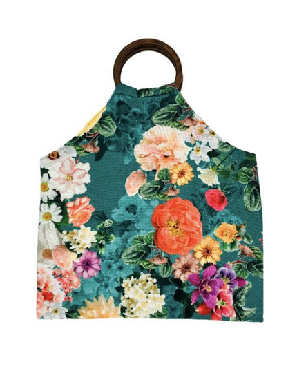 Luna-Leena tas bloem groen - katoen - handgemaakt in Nepal