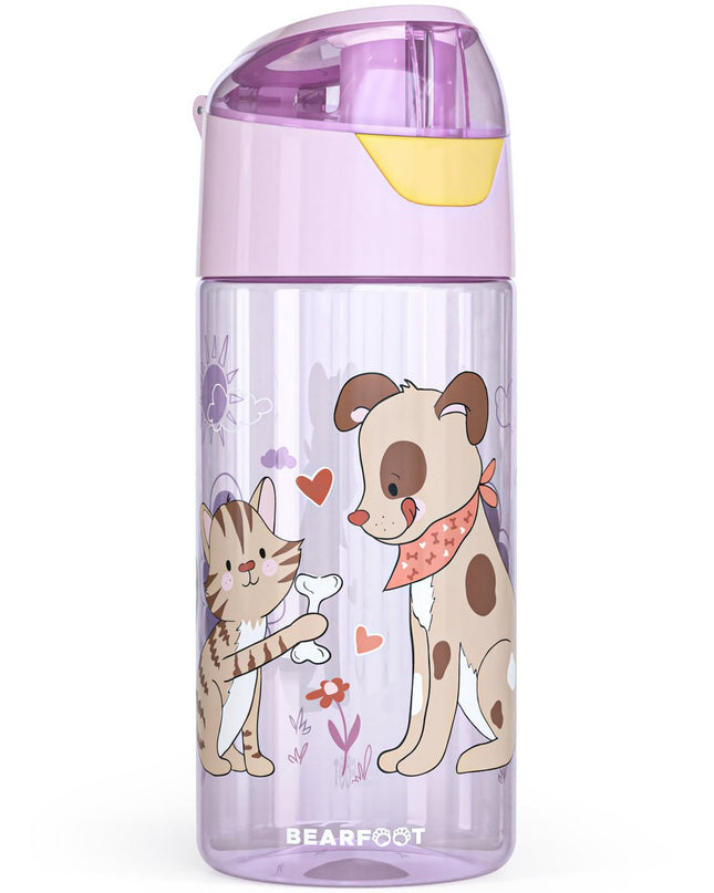 Children's lightweight water bottle - dog &amp; cat pink