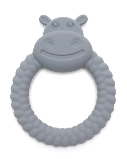 HIPPO | Soft Silicone Teething Toy | Steel | Bijtring