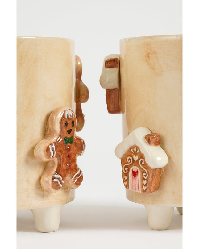 Bloempot - Assorti - H15 x Ø17 - Dolomiet - Off-white - Kerst2025