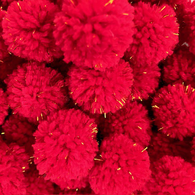 Luna -Leena haarspeldjes POM POM (set) - Rood & Gold Flakes - Soft Wol - Handgemaakte Nepal