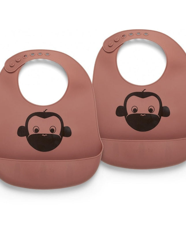 Alfie siliconen korte slabbetje 2-pack met print