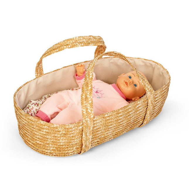 Rieten Poppenreiswieg / Mozes mandje met bedsetje 50cm