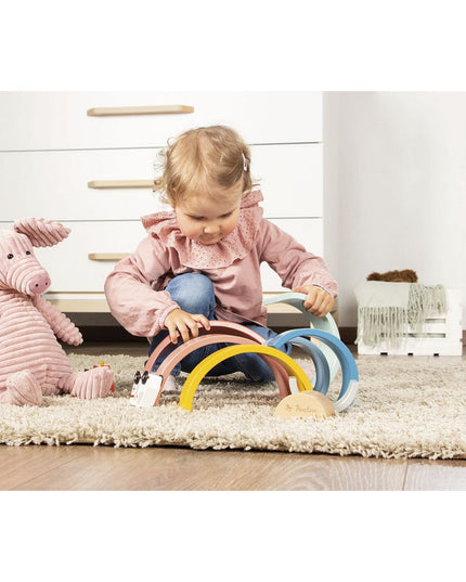 Houten regenboog 'Ruby' stapeltoren