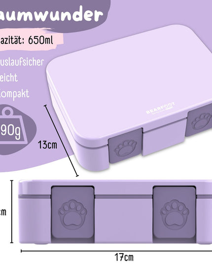 Lunchbox Bento licht en lek -proof - paars - 650 of 1000ml