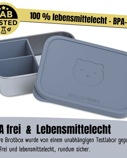 Lunchbox für Kinder, Edelstahl mit Silikoneinsatz – blau
