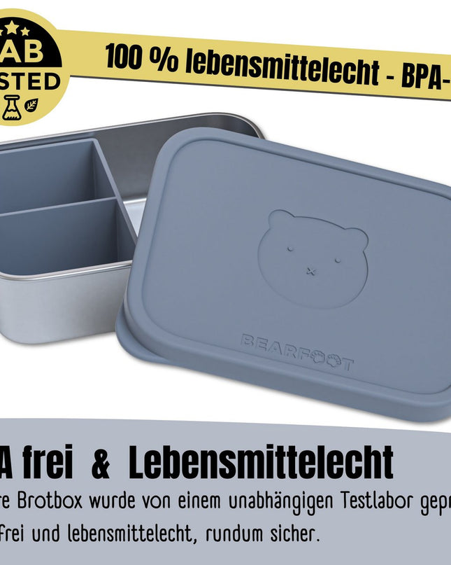 Lunchbox für Kinder, Edelstahl mit Silikoneinsatz – blau