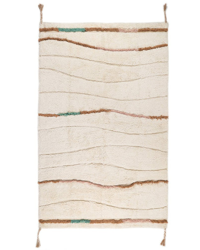 Serena Vloerkleed – Golvende Lijnen in Natuurlijke Katoentinten, 100x150 cm