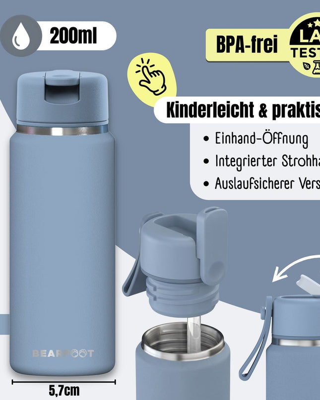 TINY Thermo kinderdrinkfles RVS - blauw - 200ml