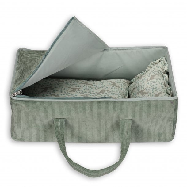 Reiswieg met dekbed en kussen, mint corduroy