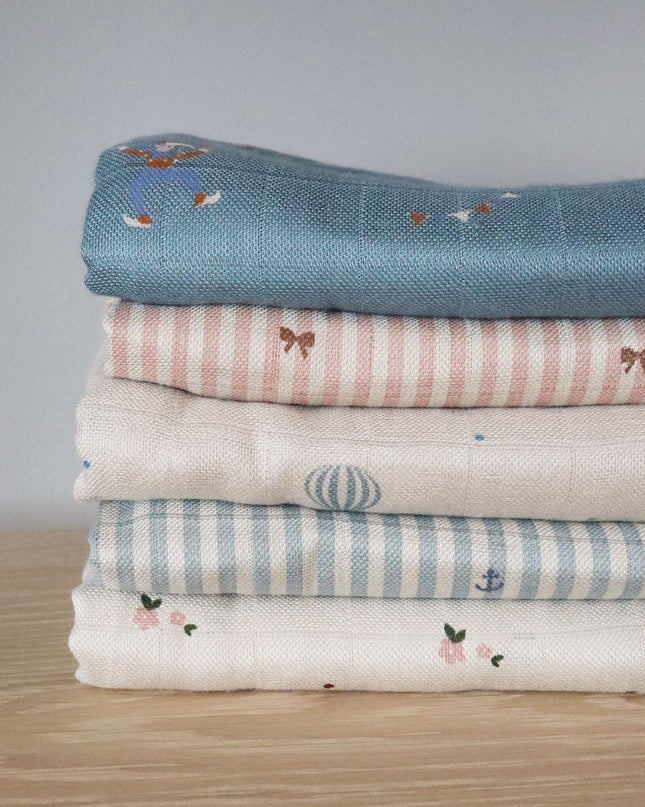 Bamboe mousseline inbakerdoeken 2st. Air Balloon Dot