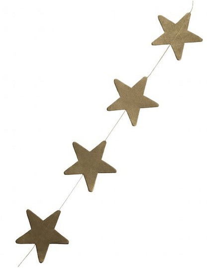 Luna-Leena sterrenslinger ecopapier goud wanddecoratie- L1,82 cm - handgemaakt in Nepal