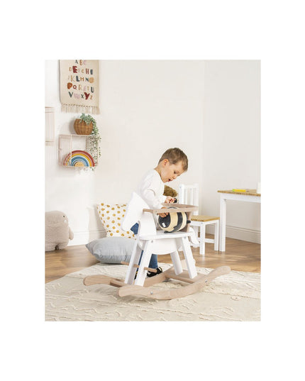 Hobbelpaard 'Pinolino' met ring, wit/naturel