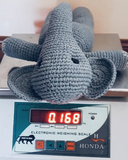 Luna-Leena olifant Max knuffel grijs - biologisch katoen - handgehaakt in Nepal