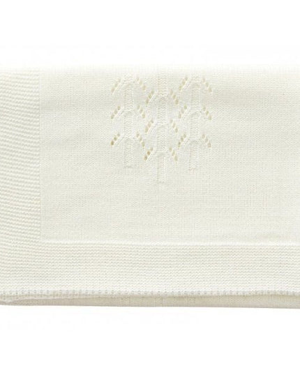 Gebreide poppendeken creme