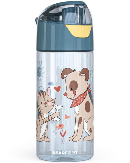 Children's lightweight water bottle - dog &amp; cat blue