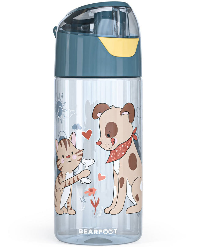 Children's lightweight water bottle - dog &amp; cat blue