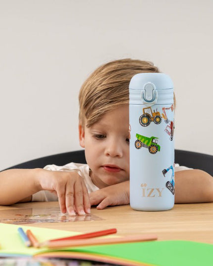 IZY Kids Thermos bidon - Blue Machines - 350ML To-Go Insulated Water Bottles