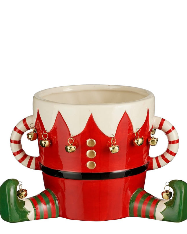 Funny Bloempot - L29 x B18 x H17 cm - Dolomiet - Rood kerst 2025