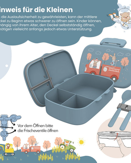 Children's lunch box with compartments, light and leak-proof - Fire Department