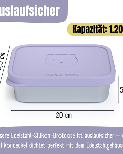 Kinder-Lunchbox aus Edelstahl mit Silikoneinsatz – Lavendel