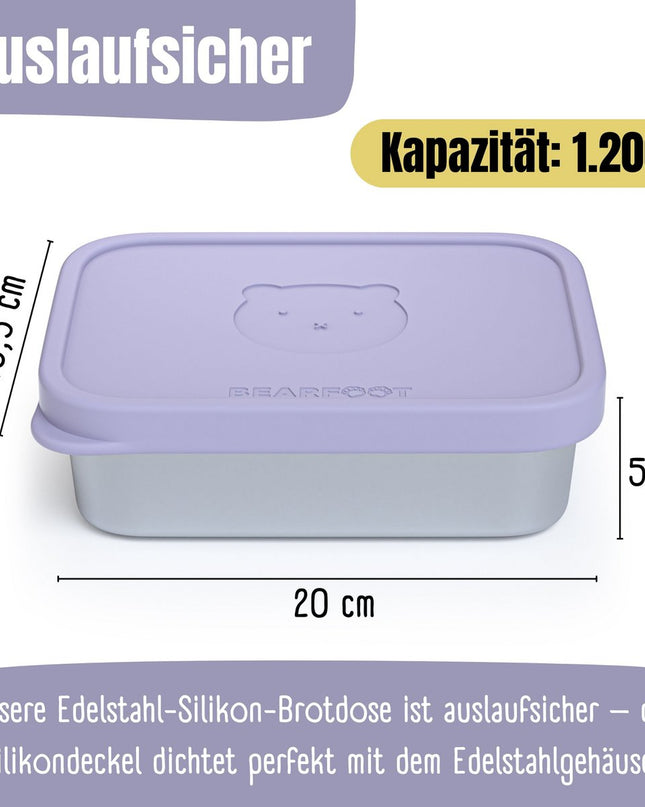 Kinder-Lunchbox aus Edelstahl mit Silikoneinsatz – Lavendel