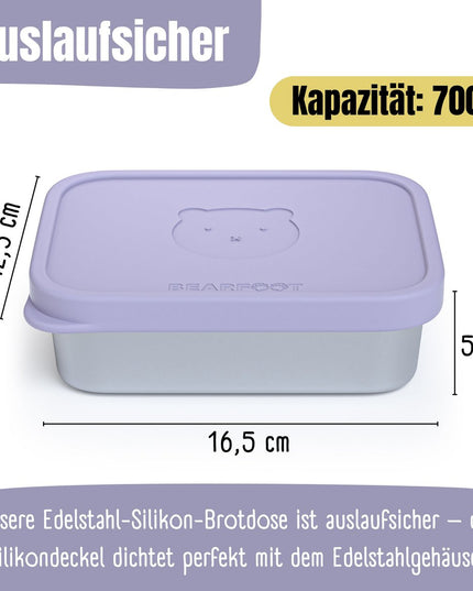 Kinder-Lunchbox aus Edelstahl mit Silikoneinsatz – Lavendel