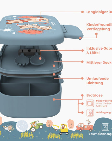 Lunchbox für Kinder mit Fächern, leicht und auslaufsicher – Dog &amp; Cat