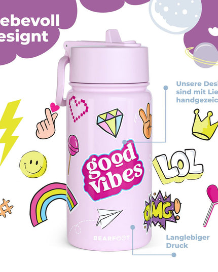 Thermo children's drinking bottle stainless steel - water bottle - thermo - purple sticker