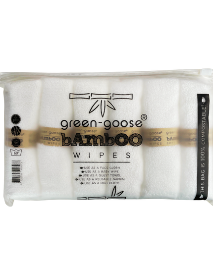 green-goose Bamboe Wasdoekjes - 6 Stuks - Wit - 80% Bamboe babyverzorging