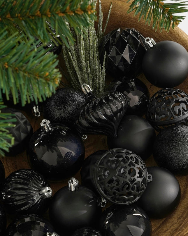 Kerstballen Set - 60 Stuks - Ø7 cm - Onbreekbaar - Zwart kerst 2025